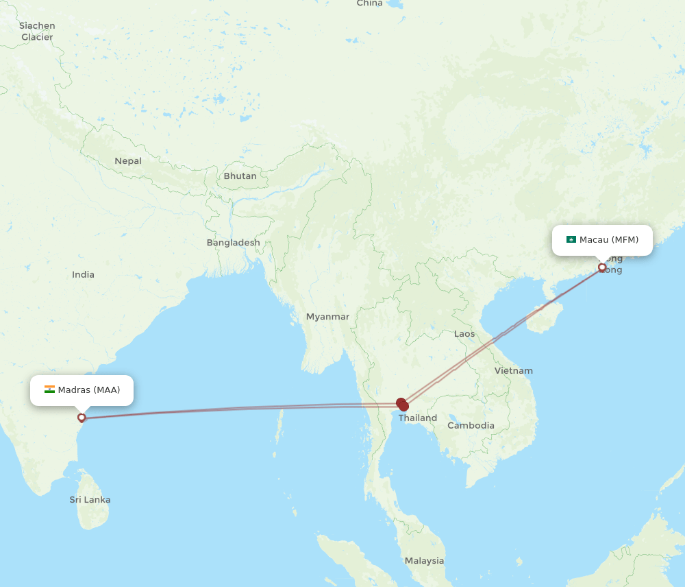 MAA to MFM flights and routes map