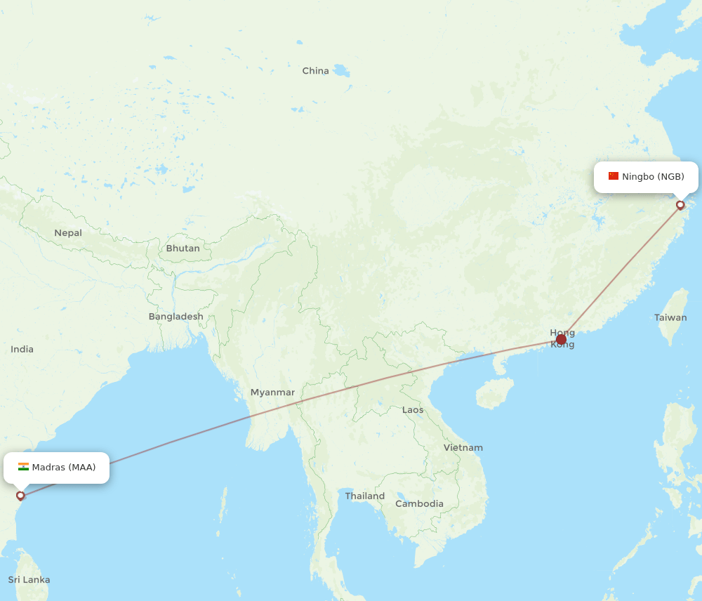 MAA-NGB flight routes