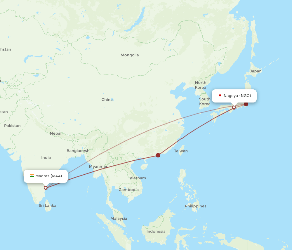 MAA-NGO flight routes