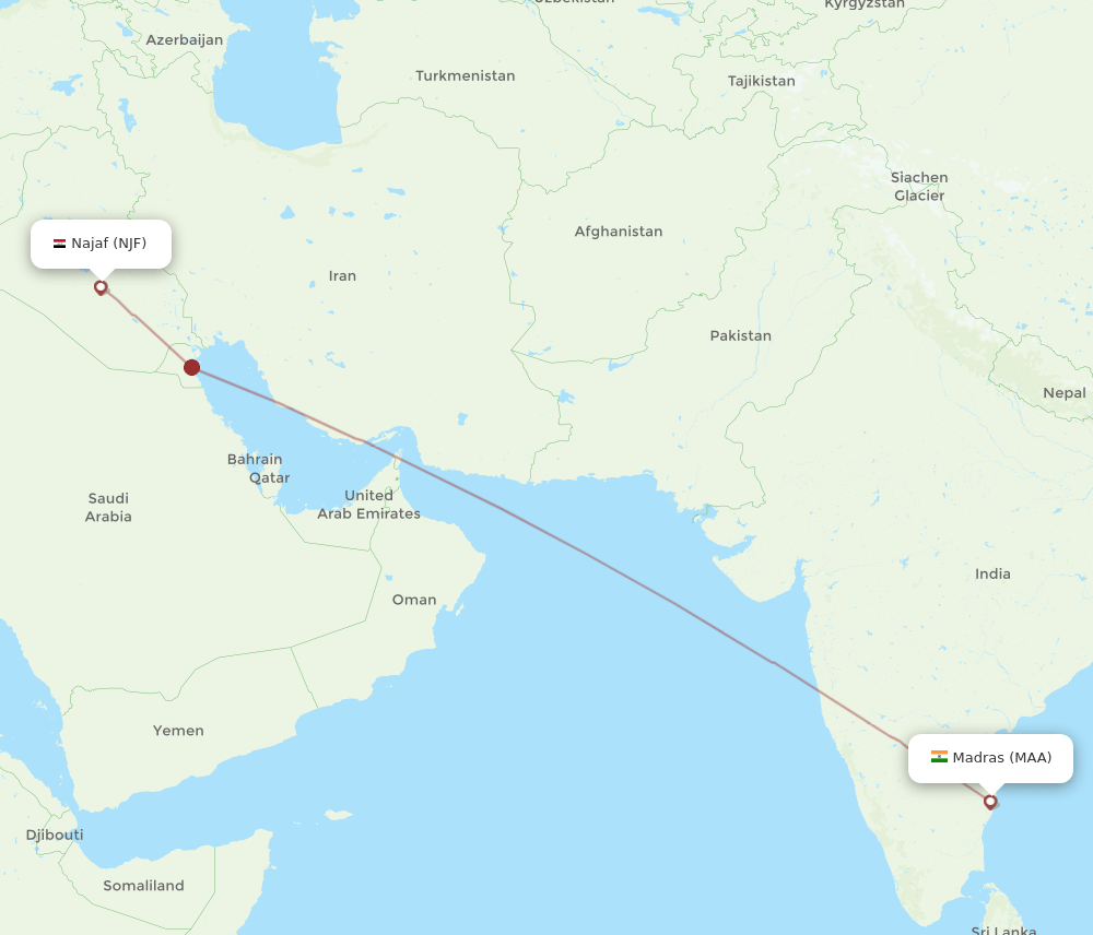 MAA-NJF flight routes