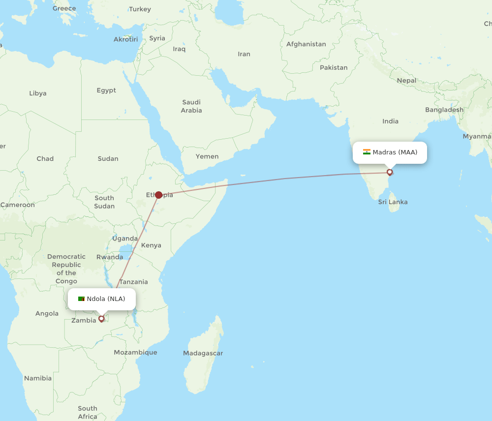 MAA-NLA flight routes