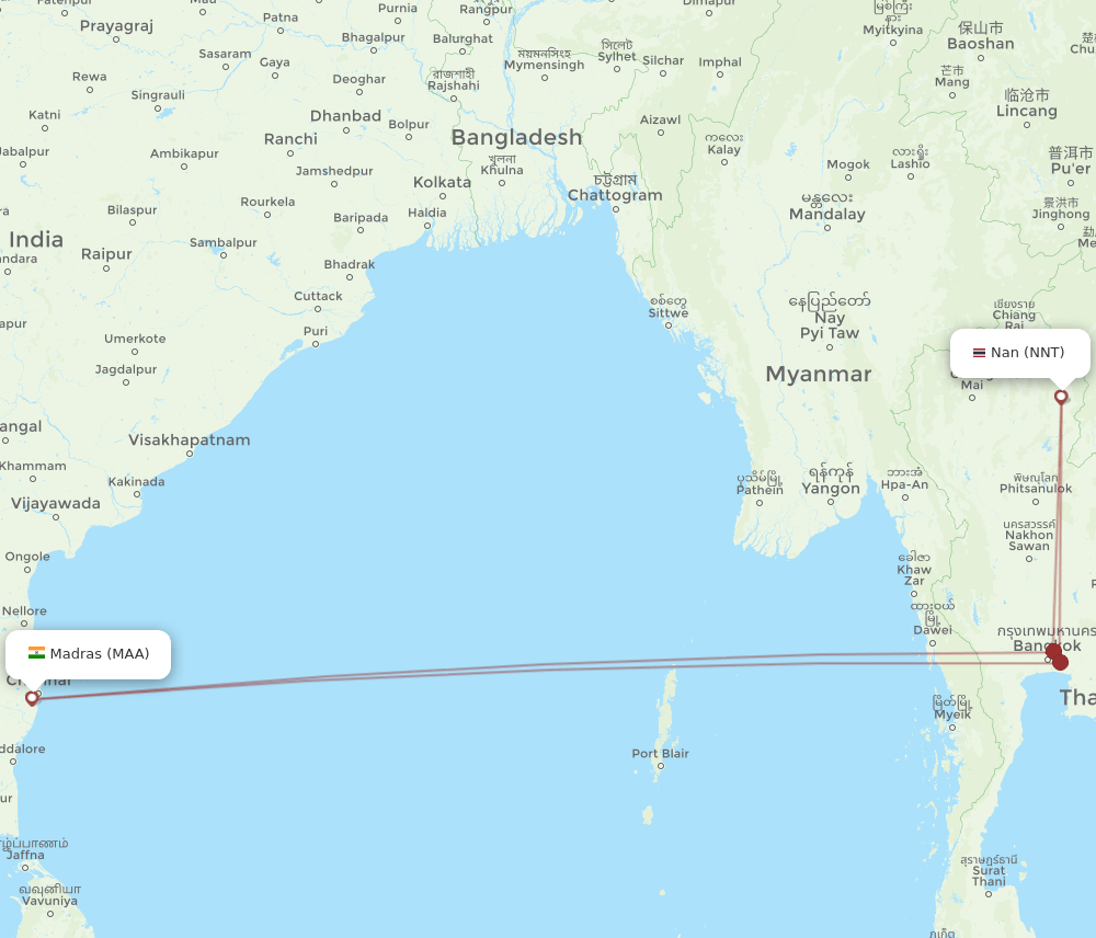 MAA-NNT flight routes
