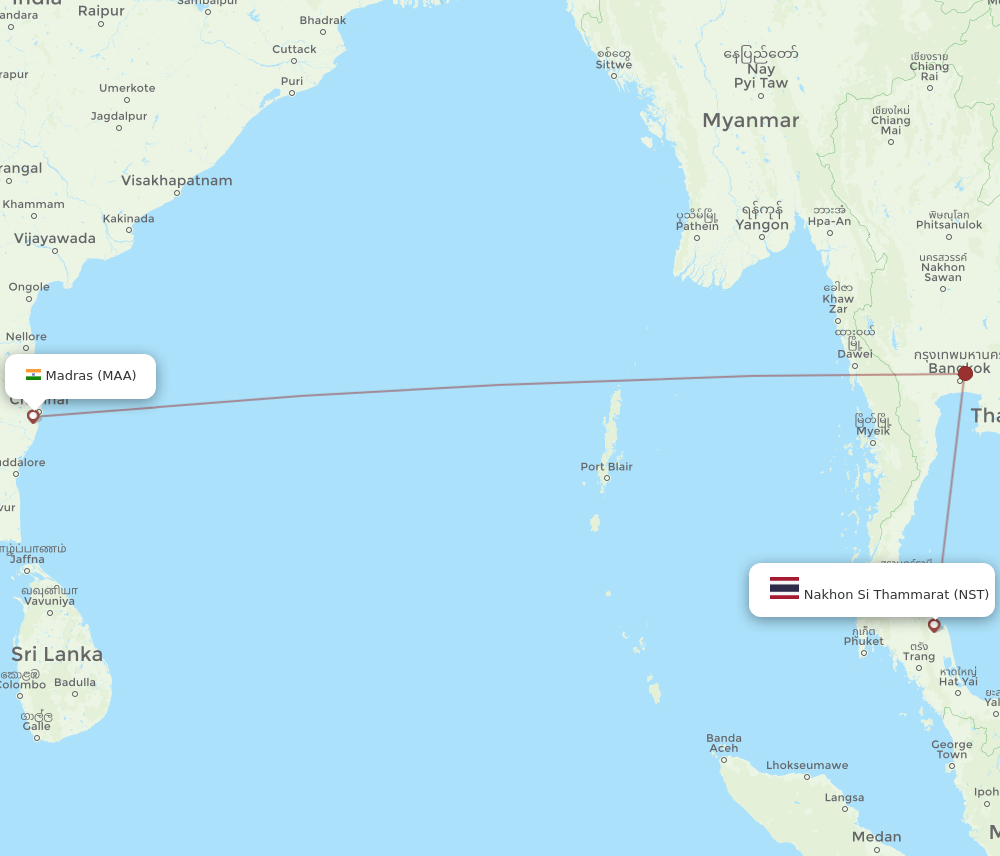 MAA-NST flight routes