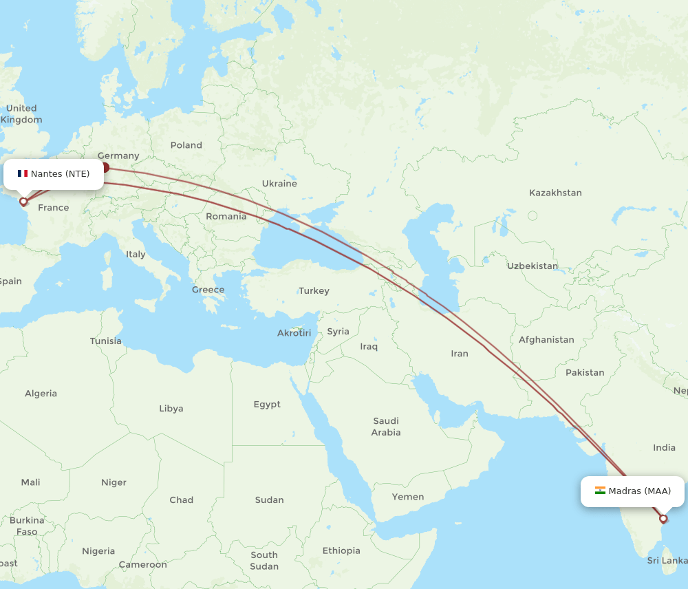 MAA-NTE flight routes