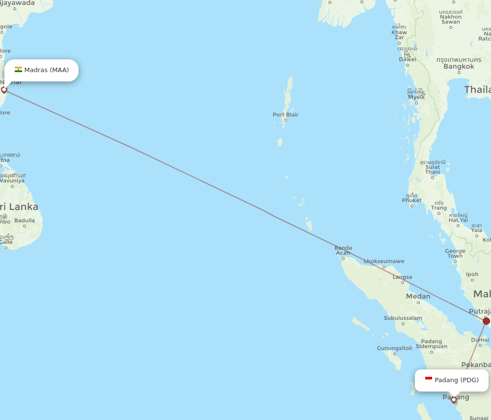 MAA-PDG flight routes