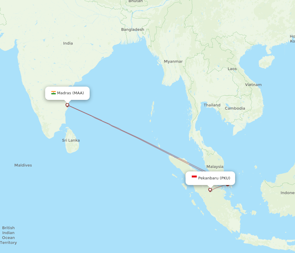 MAA-PKU flight routes
