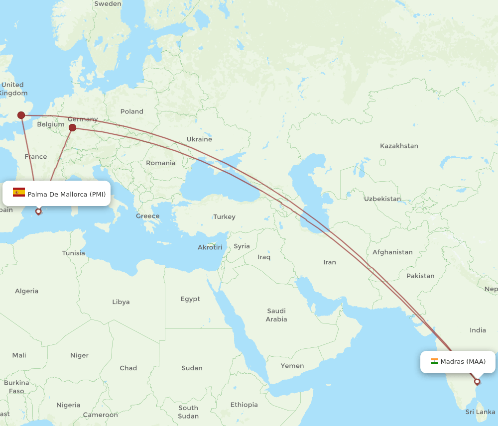 MAA-PMI flight routes