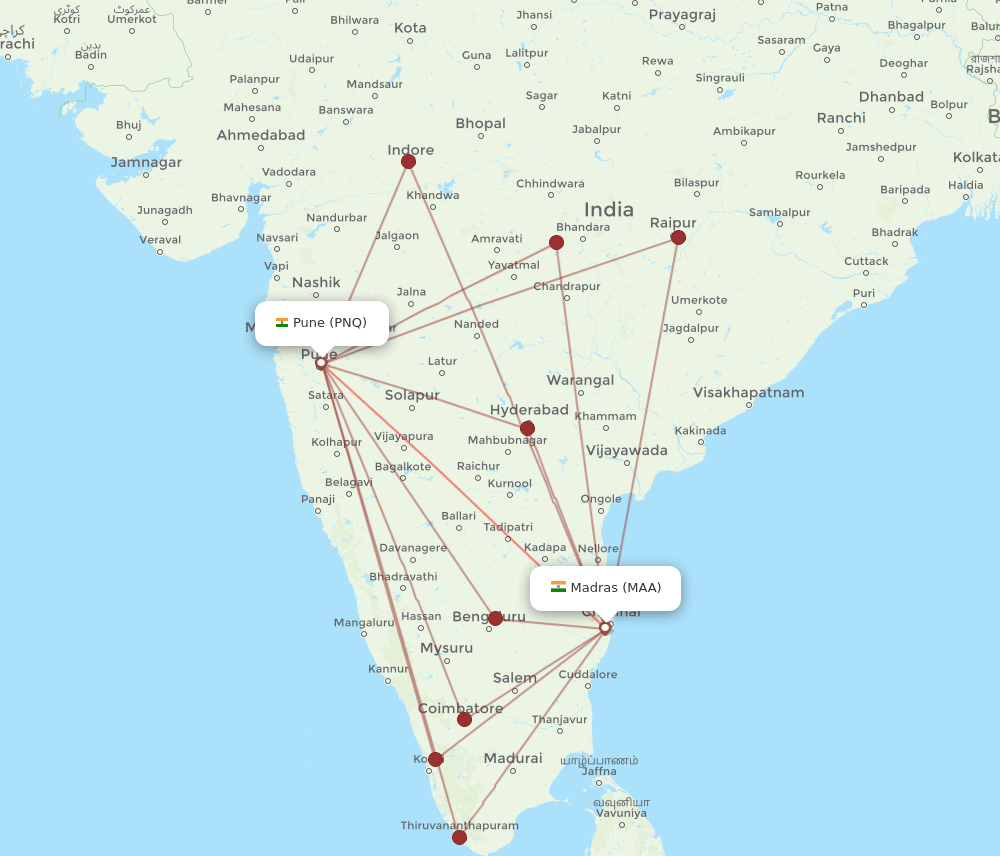 MAA-PNQ flight routes