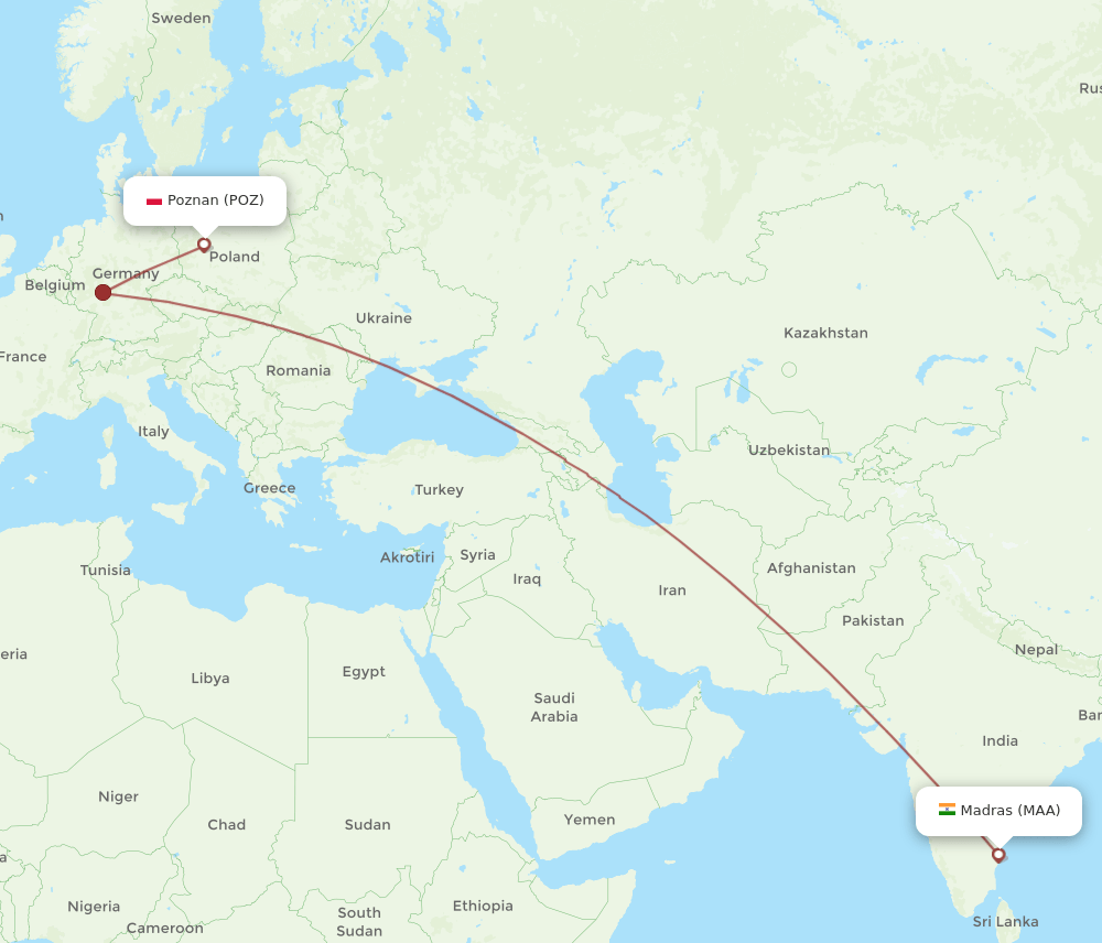 MAA-POZ flight routes