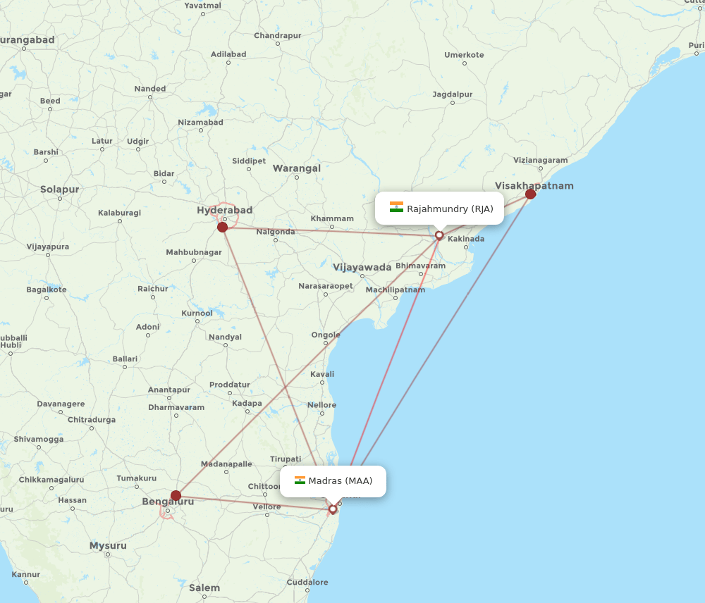 MAA to RJA flights and routes map
