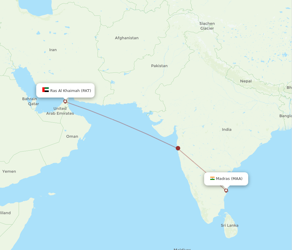 MAA-RKT flight routes