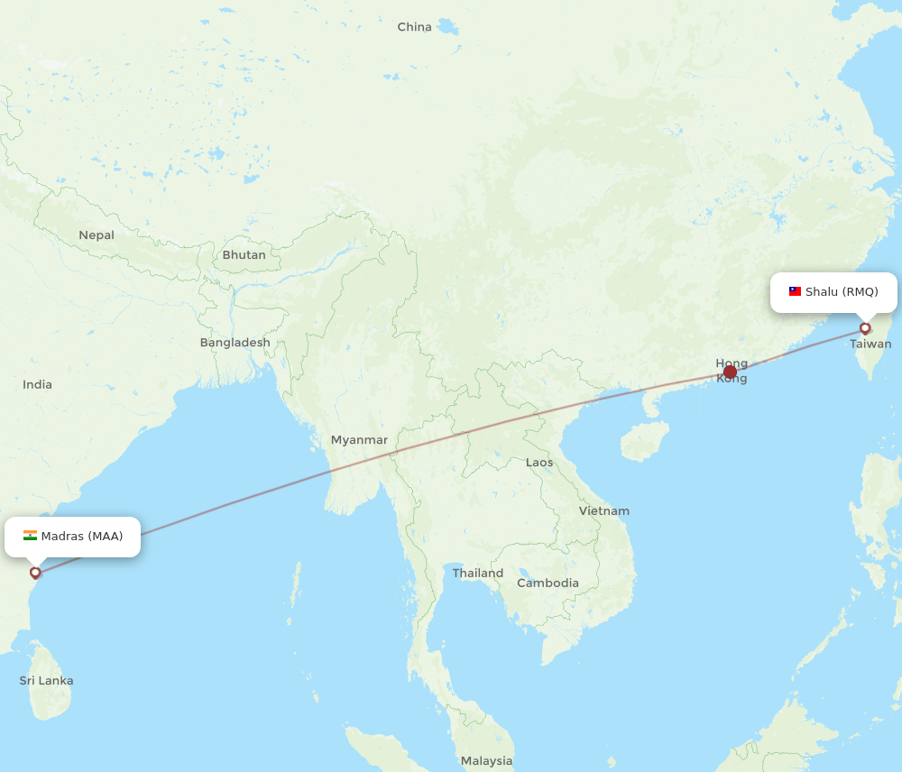MAA to RMQ flights and routes map