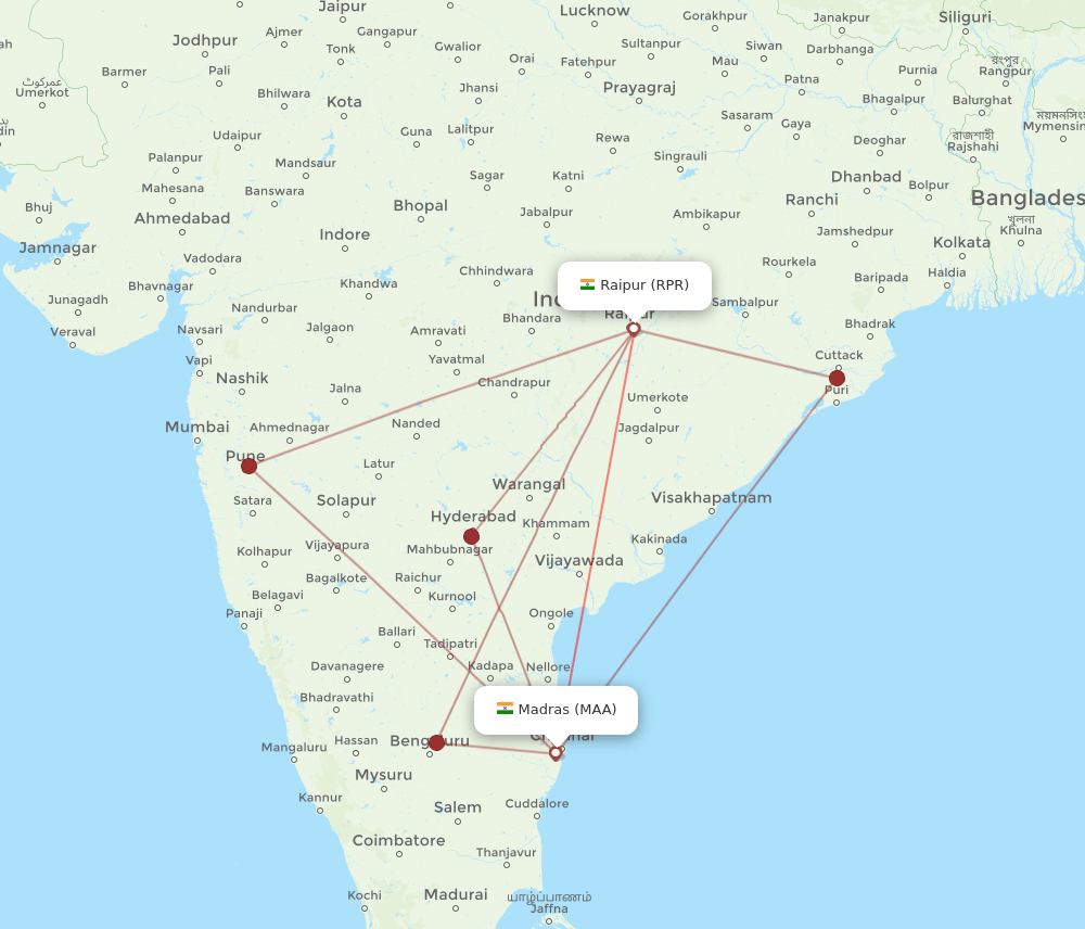 MAA-RPR flight routes