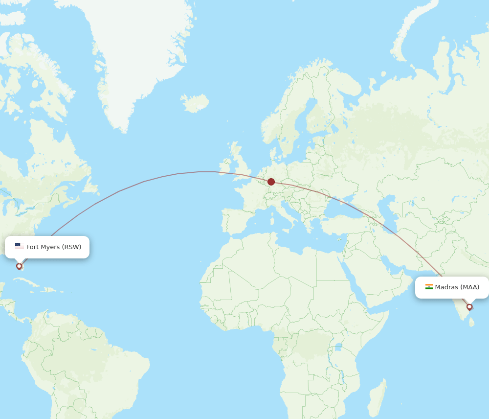 MAA to RSW flights and routes map