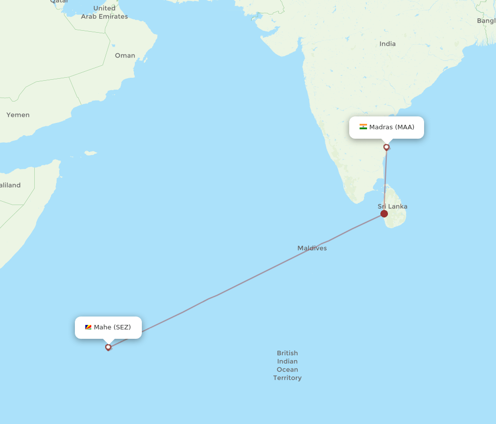 MAA-SEZ flight routes