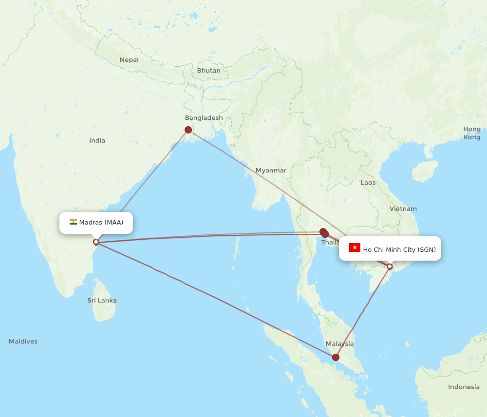 MAA-SGN flight routes