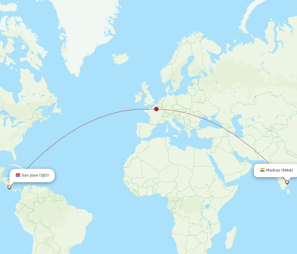 MAA-SJO flight routes