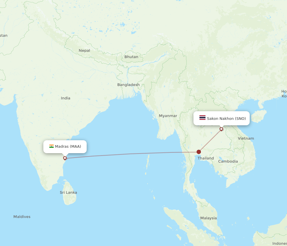 MAA-SNO flight routes