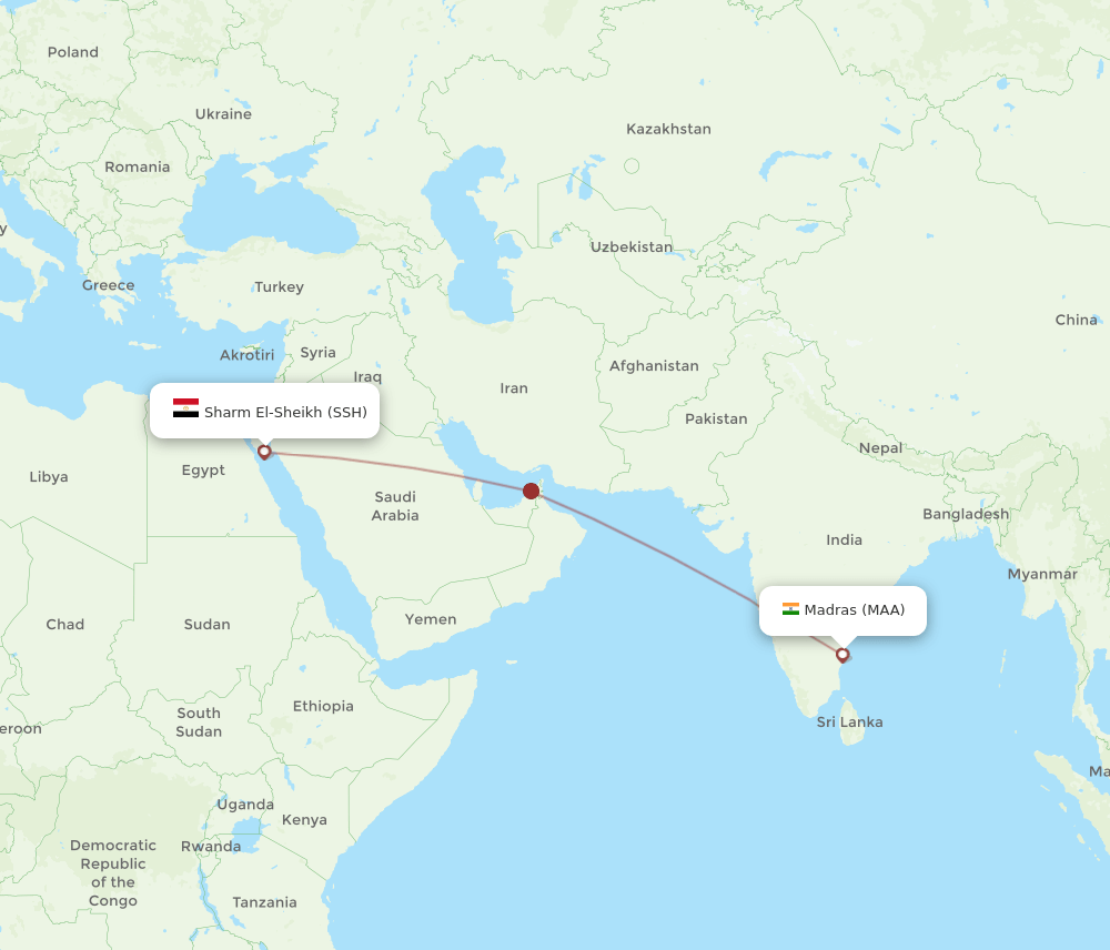 MAA to SSH flights and routes map