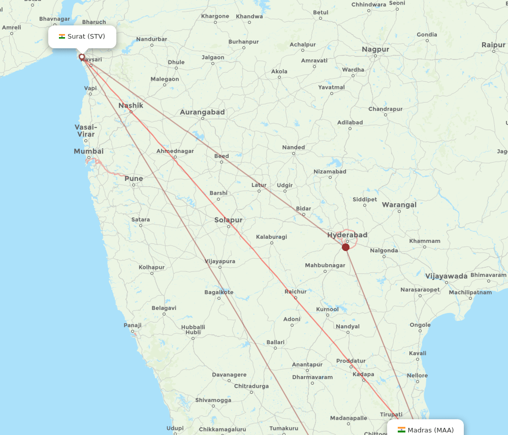 MAA-STV flight routes