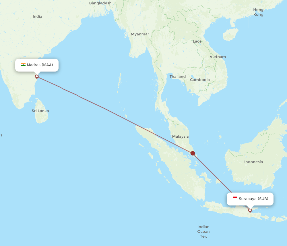MAA-SUB flight routes