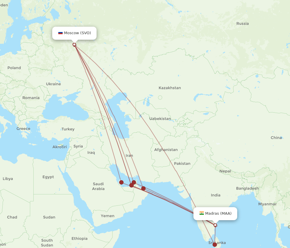 MAA-SVO flight routes