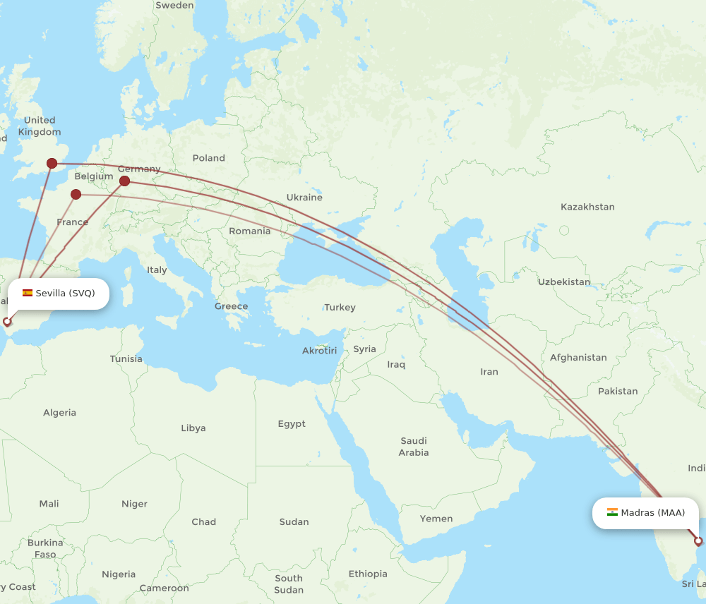 MAA-SVQ flight routes