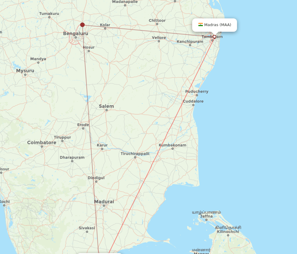 MAA to TCR flights and routes map