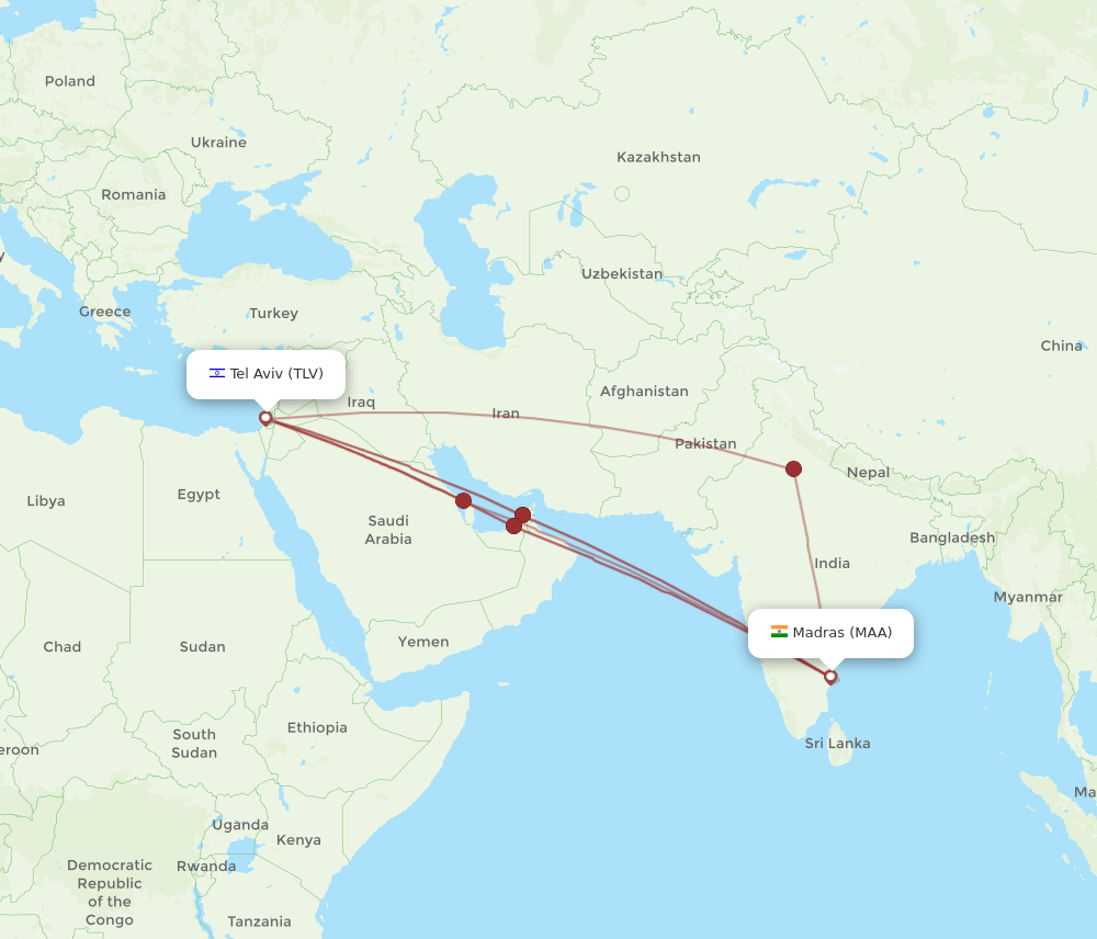 MAA-TLV flight routes