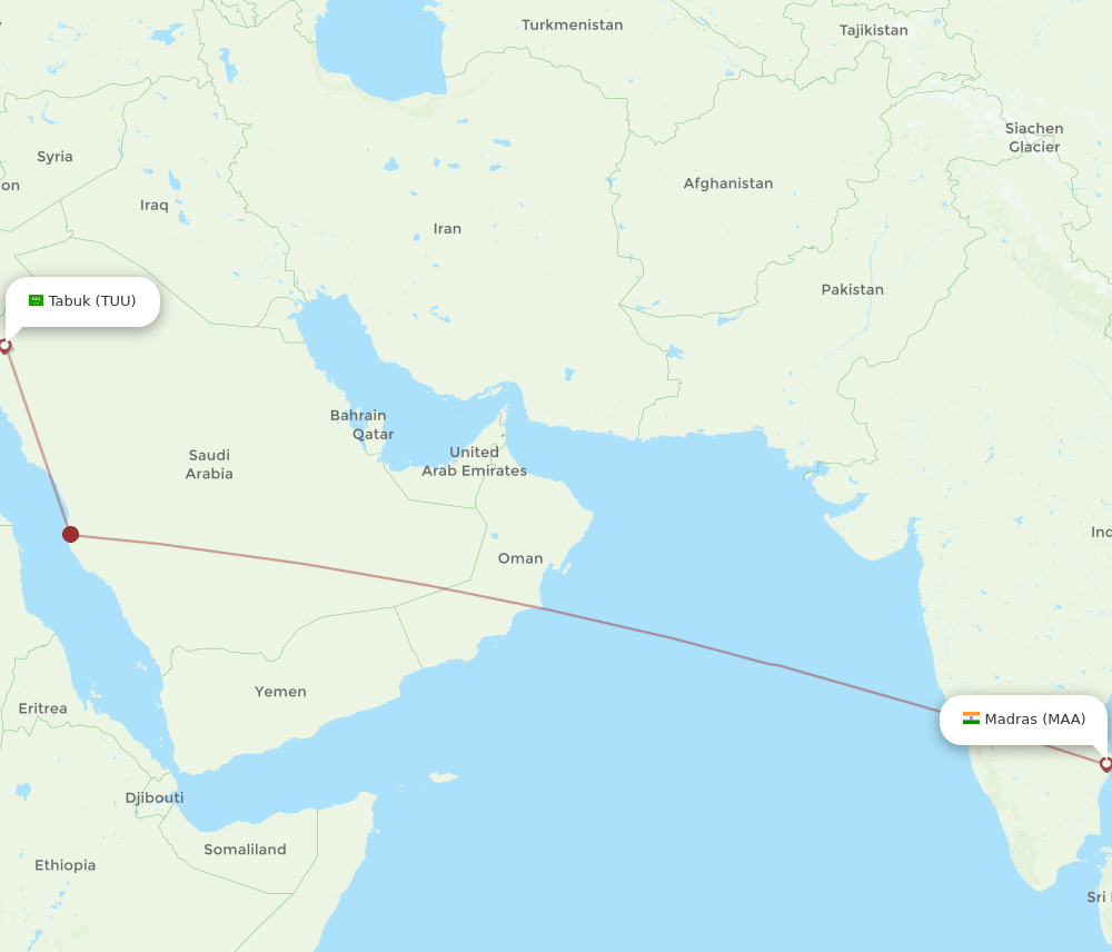 MAA-TUU flight routes