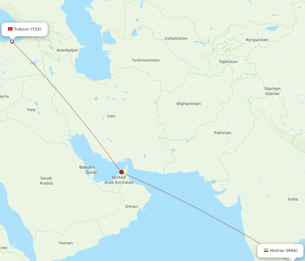 MAA-TZX flight routes