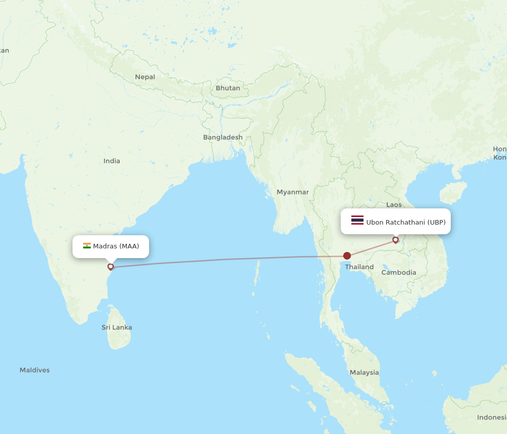 MAA-UBP flight routes