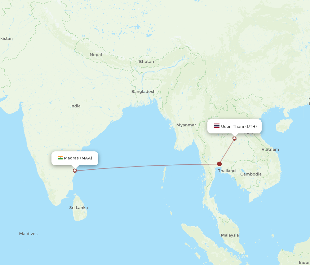 MAA-UTH flight routes
