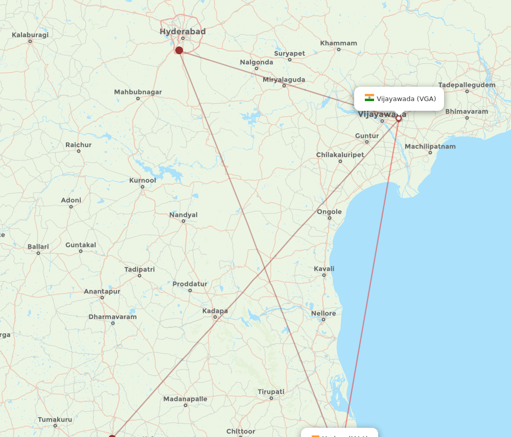 MAA to VGA flights and routes map