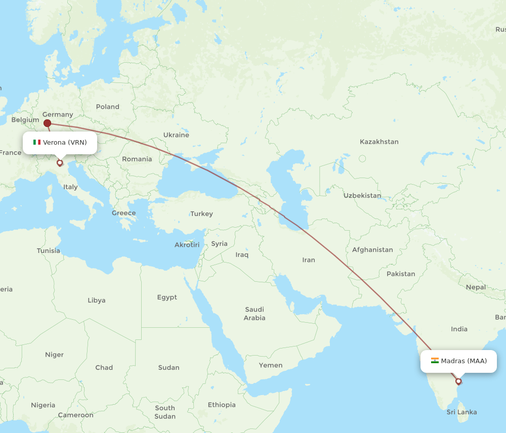 MAA-VRN flight routes
