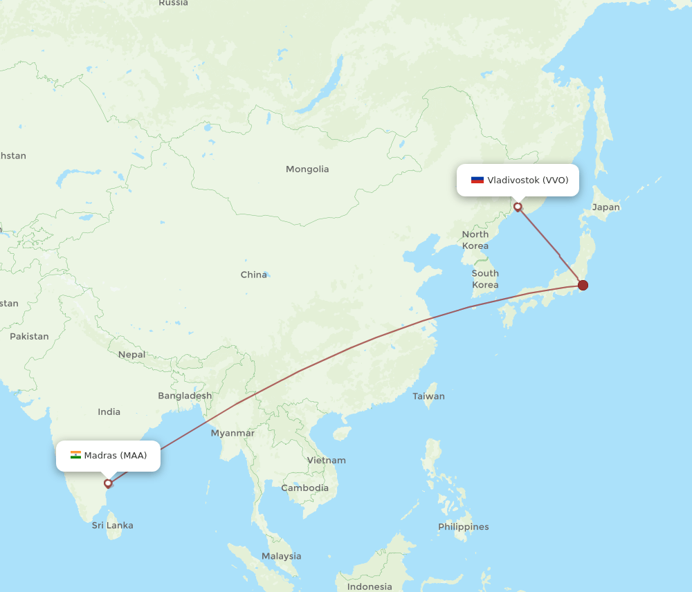 MAA-VVO flight routes