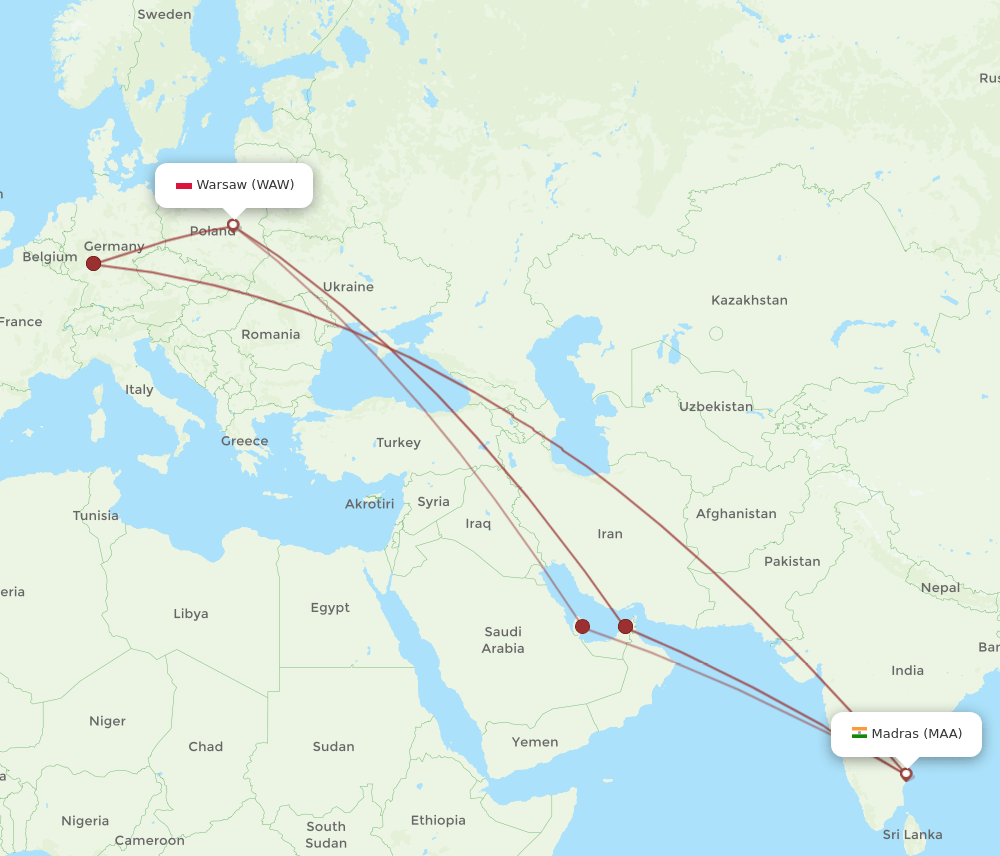 MAA-WAW flight routes