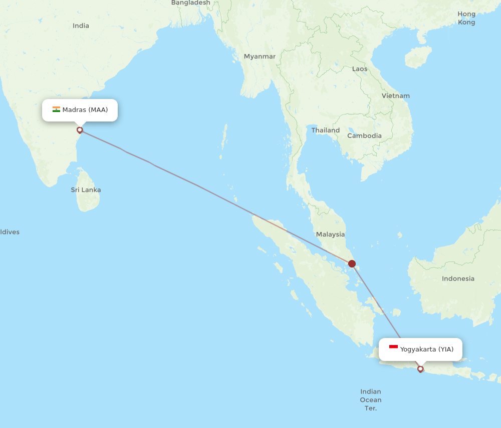 MAA-YIA flight routes