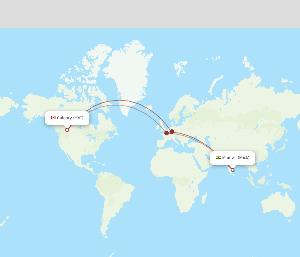 MAA-YYC flight routes
