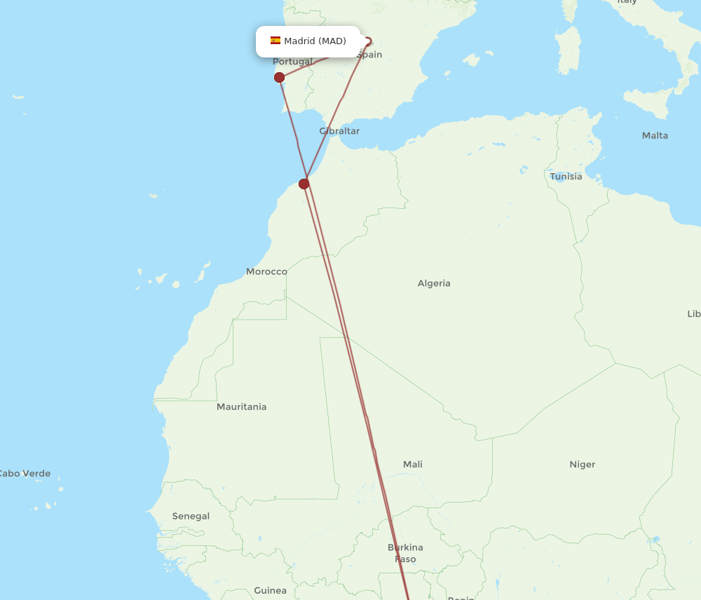 MAD-ACC flight routes
