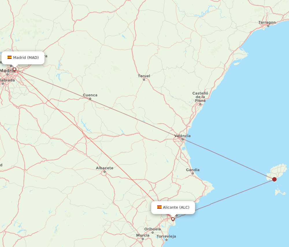 MAD to ALC flights and routes map