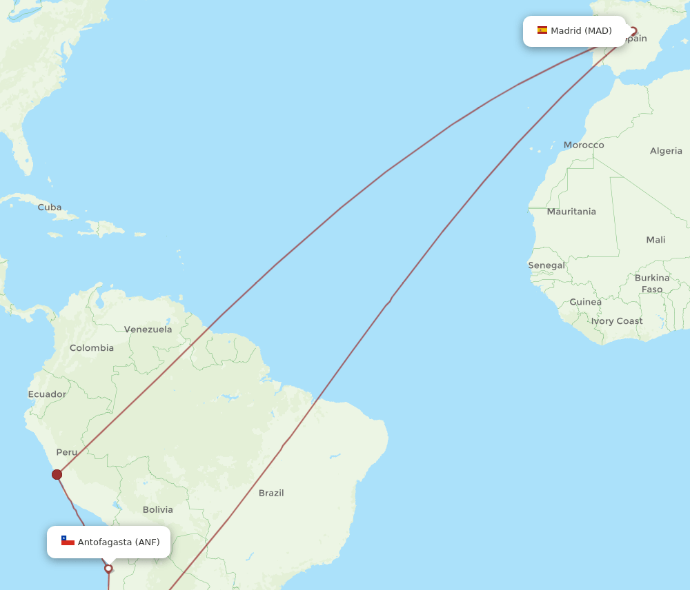 MAD-ANF flight routes
