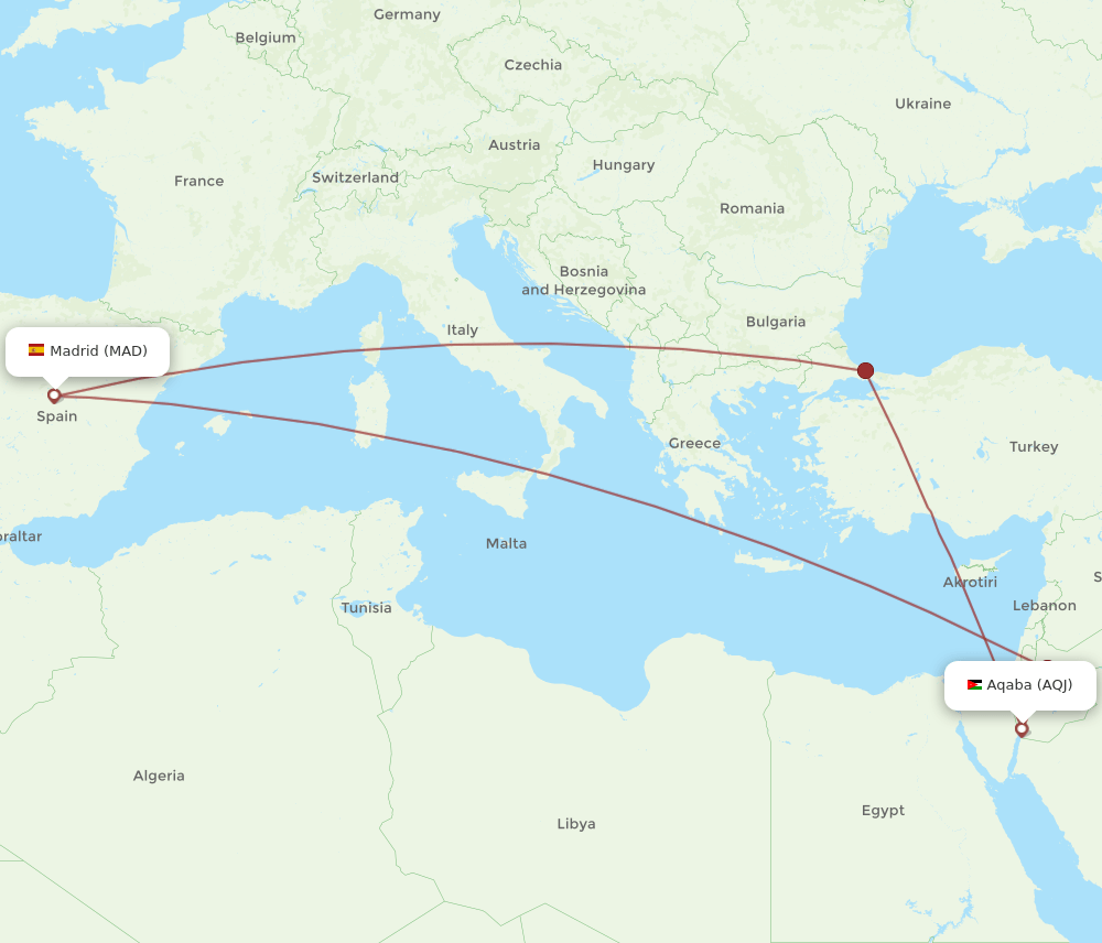 MAD to AQJ flights and routes map