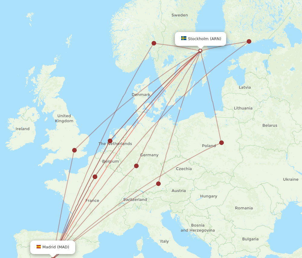MAD-ARN flight routes