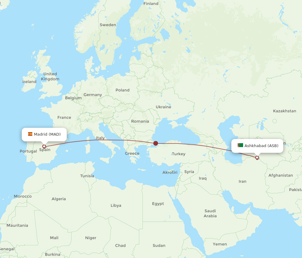 MAD-ASB flight routes