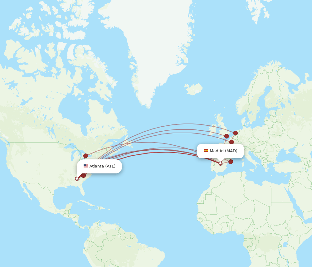 MAD-ATL flight routes