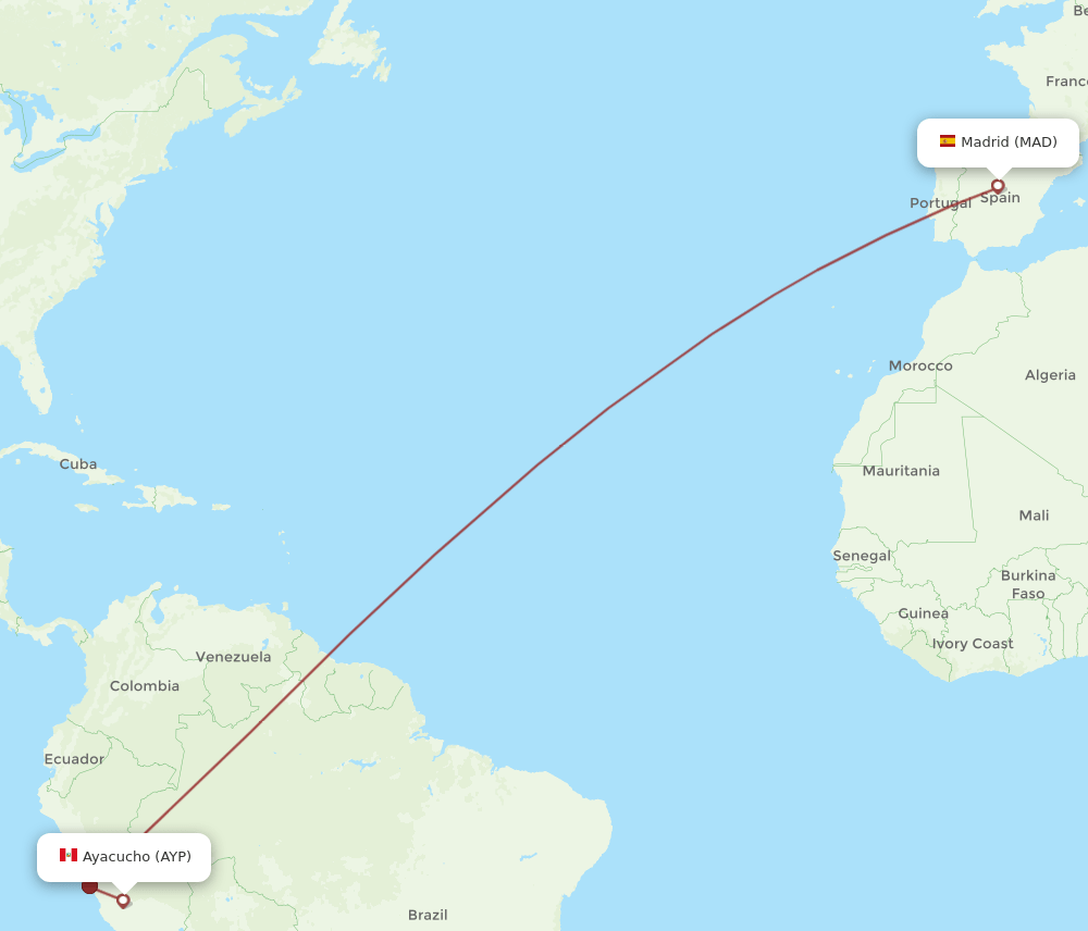 MAD-AYP flight routes