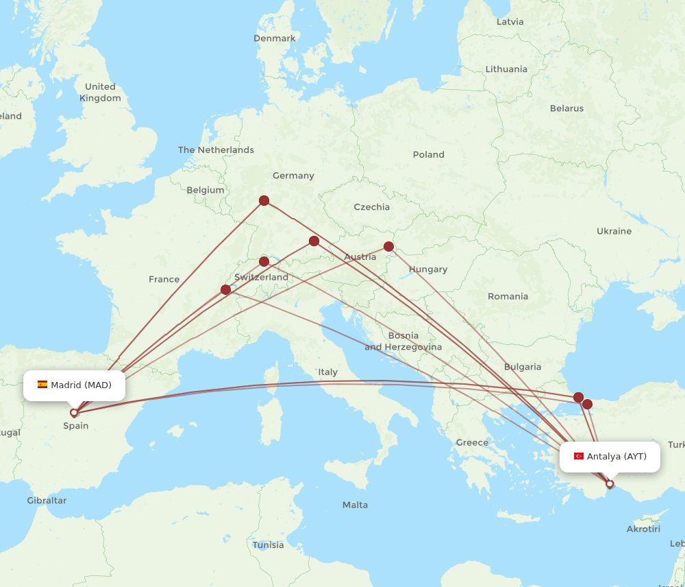 MAD-AYT flight routes