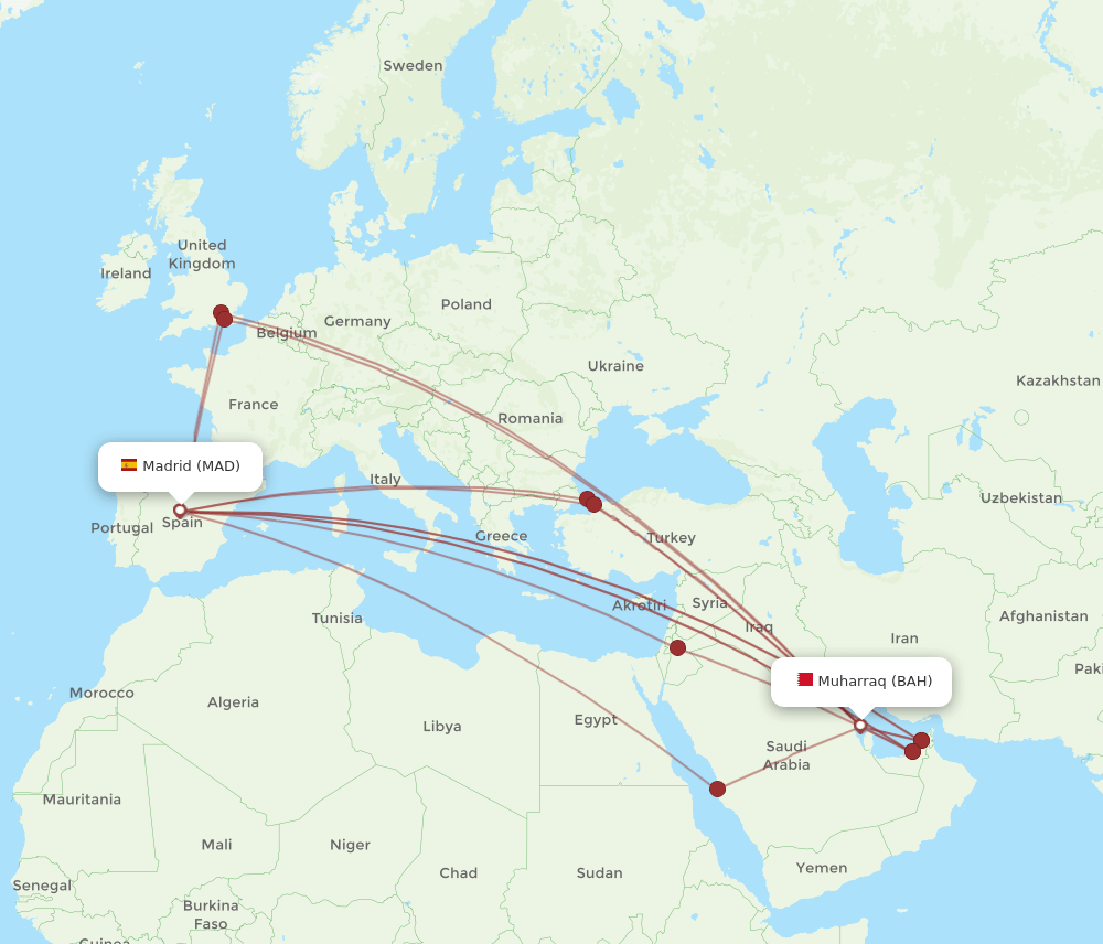 MAD-BAH flight routes