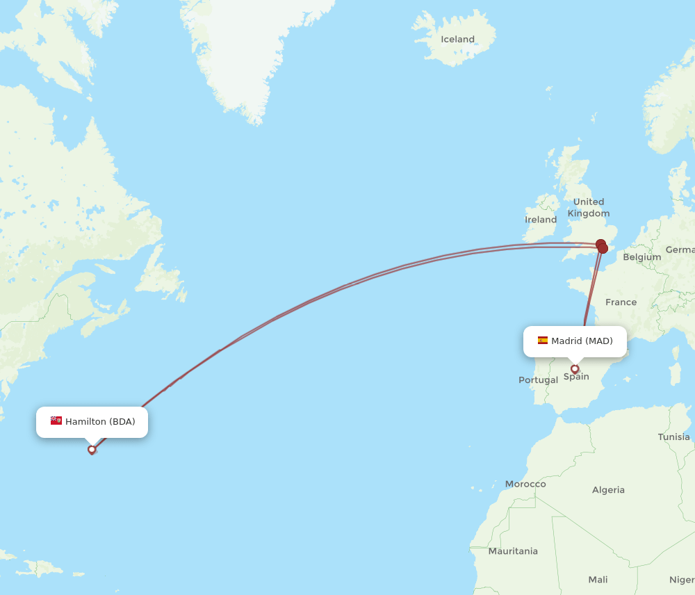 MAD-BDA flight routes